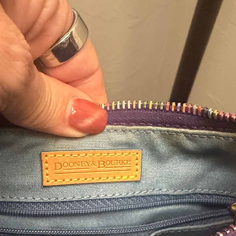 Vintage Y2K Dooney & Bourke Small  Rainbow Zipper Monogram Shoulder Bag - Picture 5 of 14